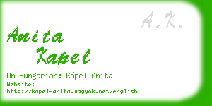 anita kapel business card