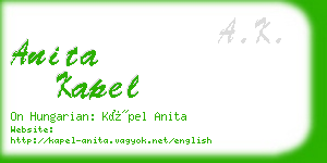 anita kapel business card